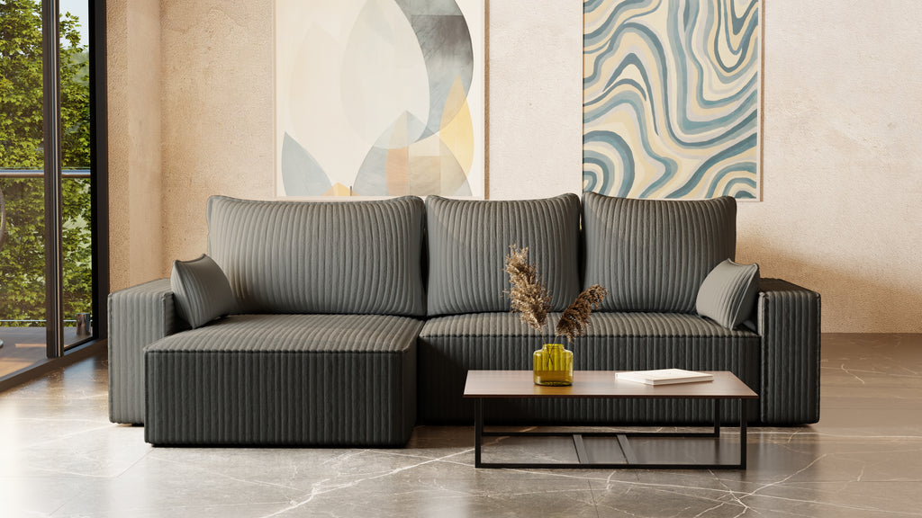 XL Ecksofa mit Schlaffunktion Tobi Cord Felipo