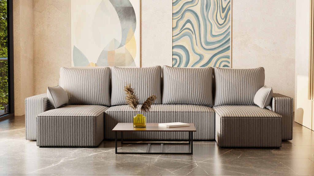 U Ecksofa mit Schlaffunktion Tobi Cord Felipo