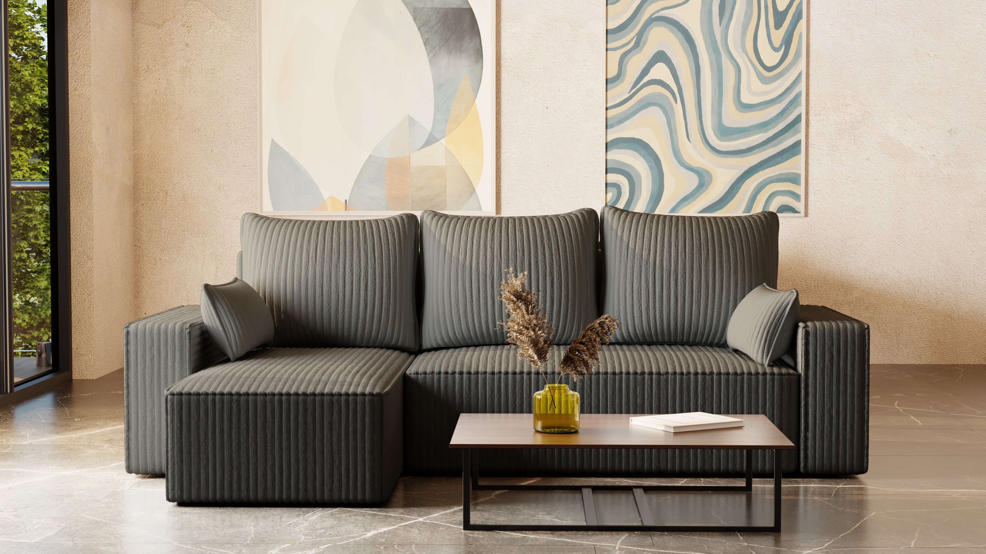 Ecksofa mit Schlaffunktion Tobi Cord Felipo