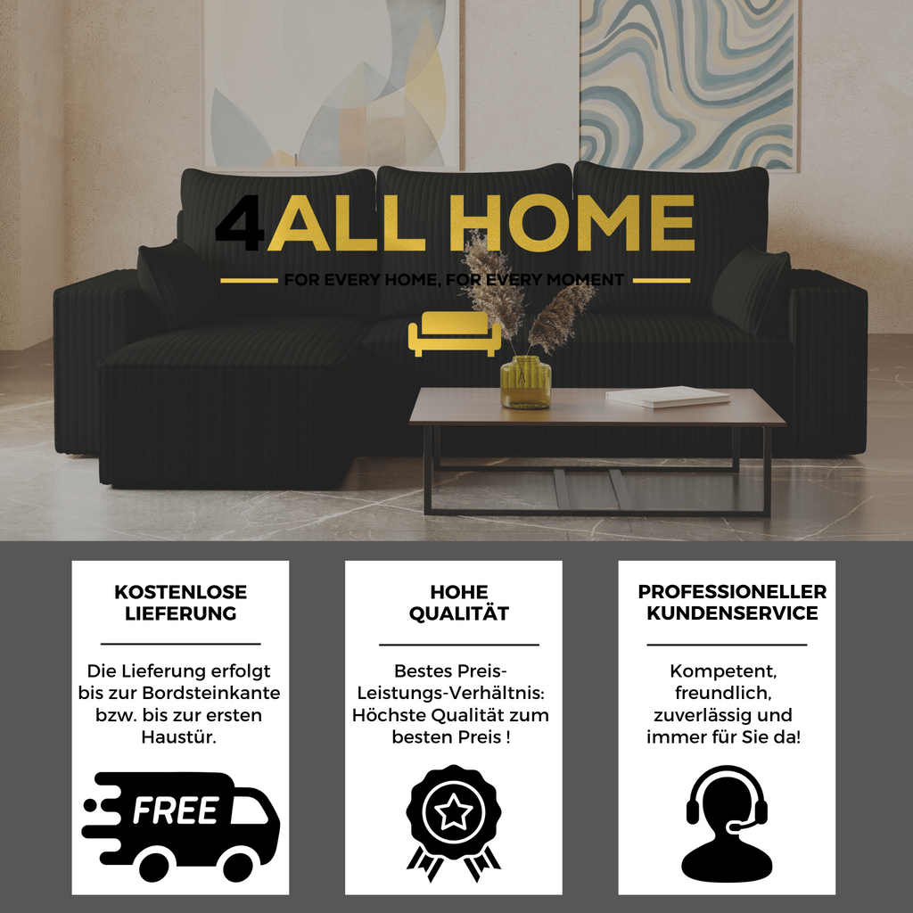 Ecksofa mit Schlaffunktion Tobi Cord Felipo