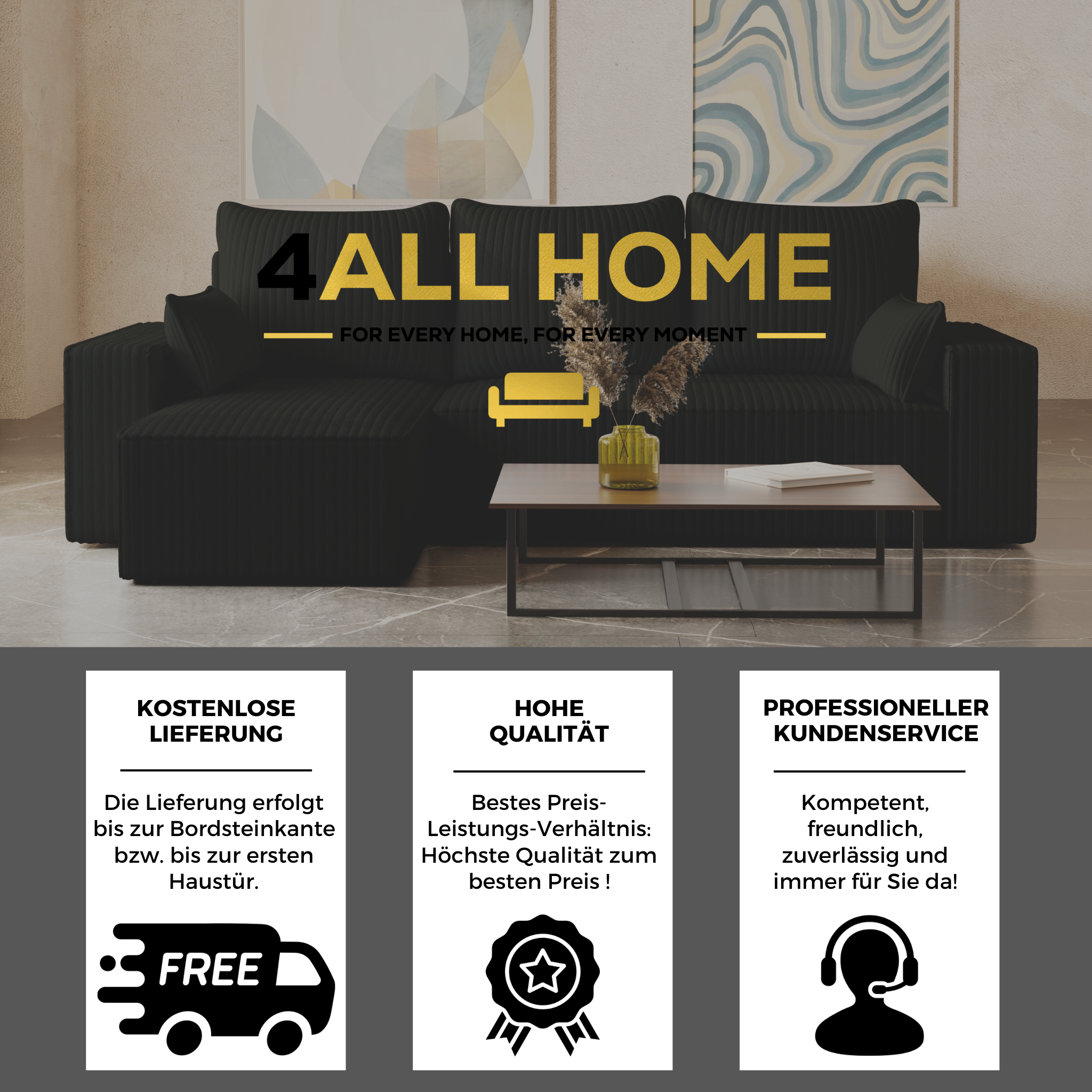 Ecksofa mit Schlaffunktion Tobi Cord Felipo