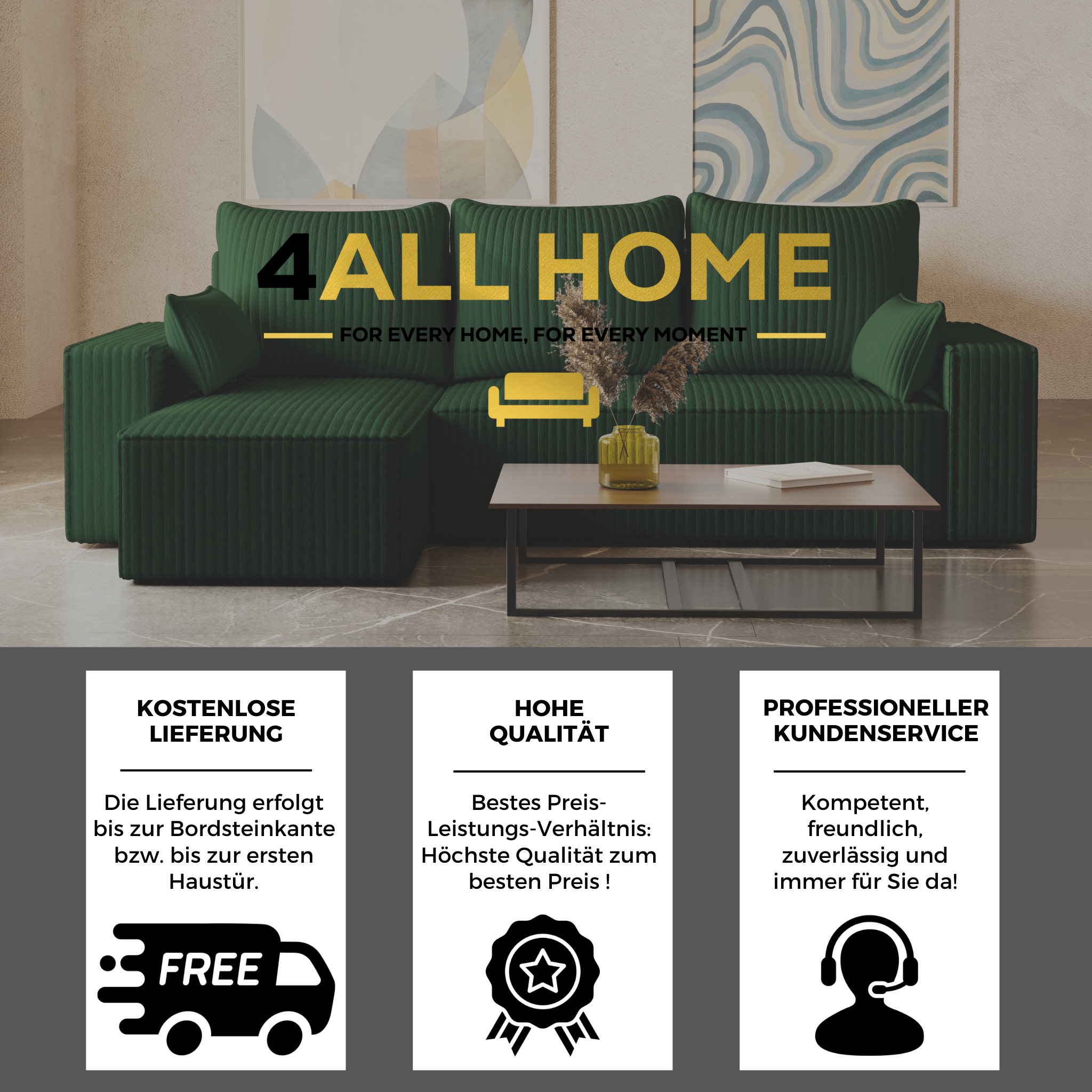 Ecksofa mit Schlaffunktion Tobi Cord Felipo