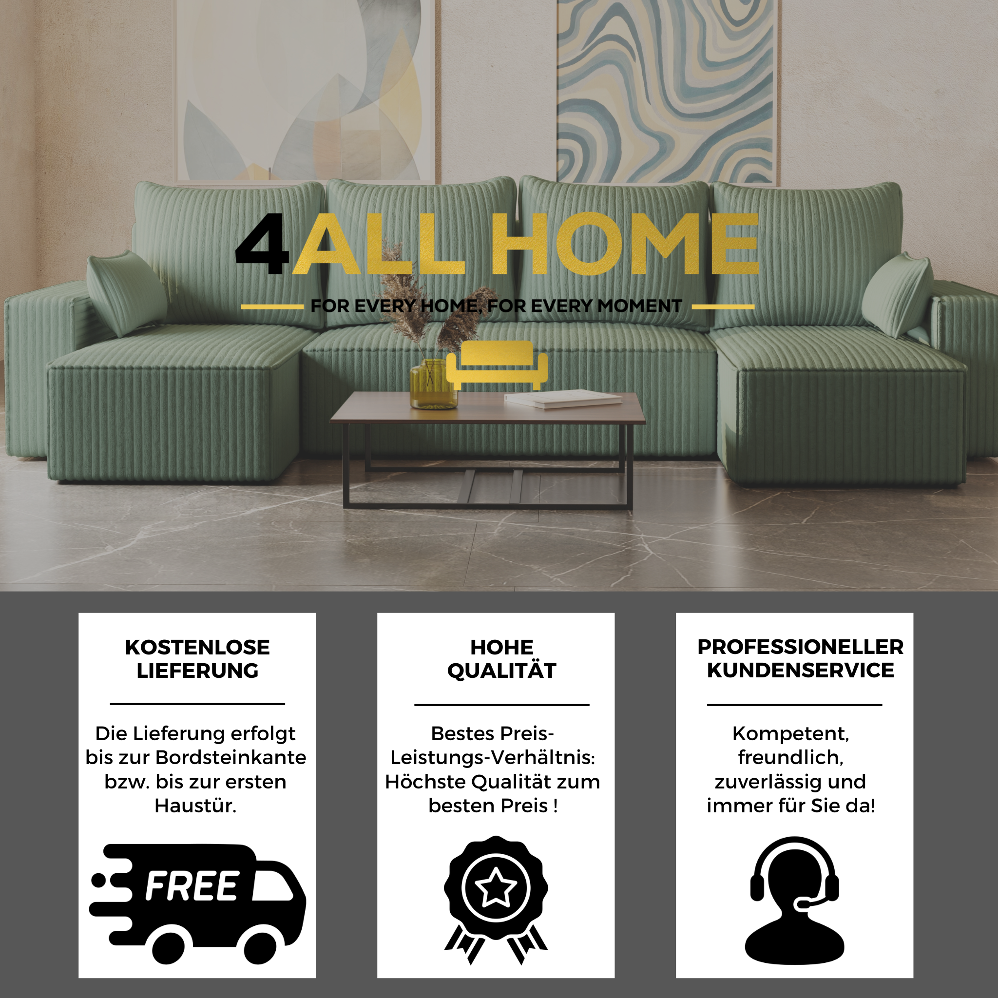 U Ecksofa mit Schlaffunktion Tobi Cord Felipo