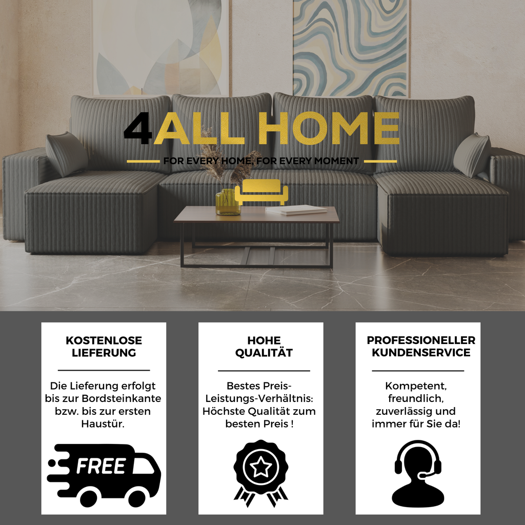 U Ecksofa mit Schlaffunktion Tobi Cord Felipo