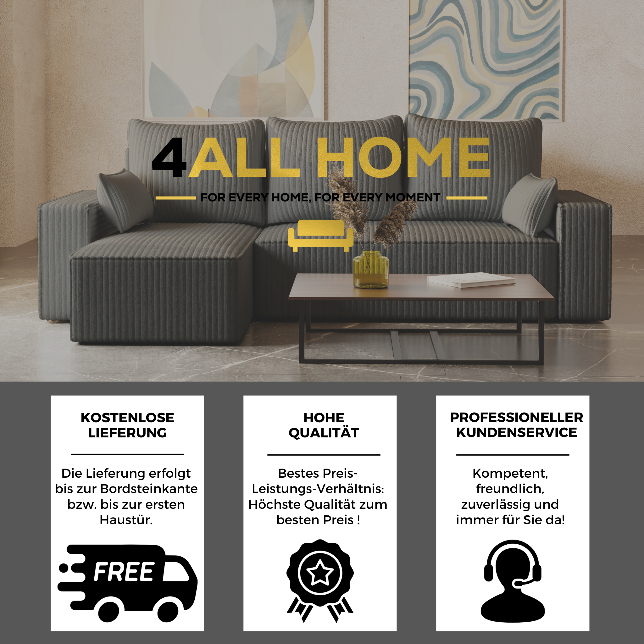 Ecksofa mit Schlaffunktion Tobi Cord Felipo