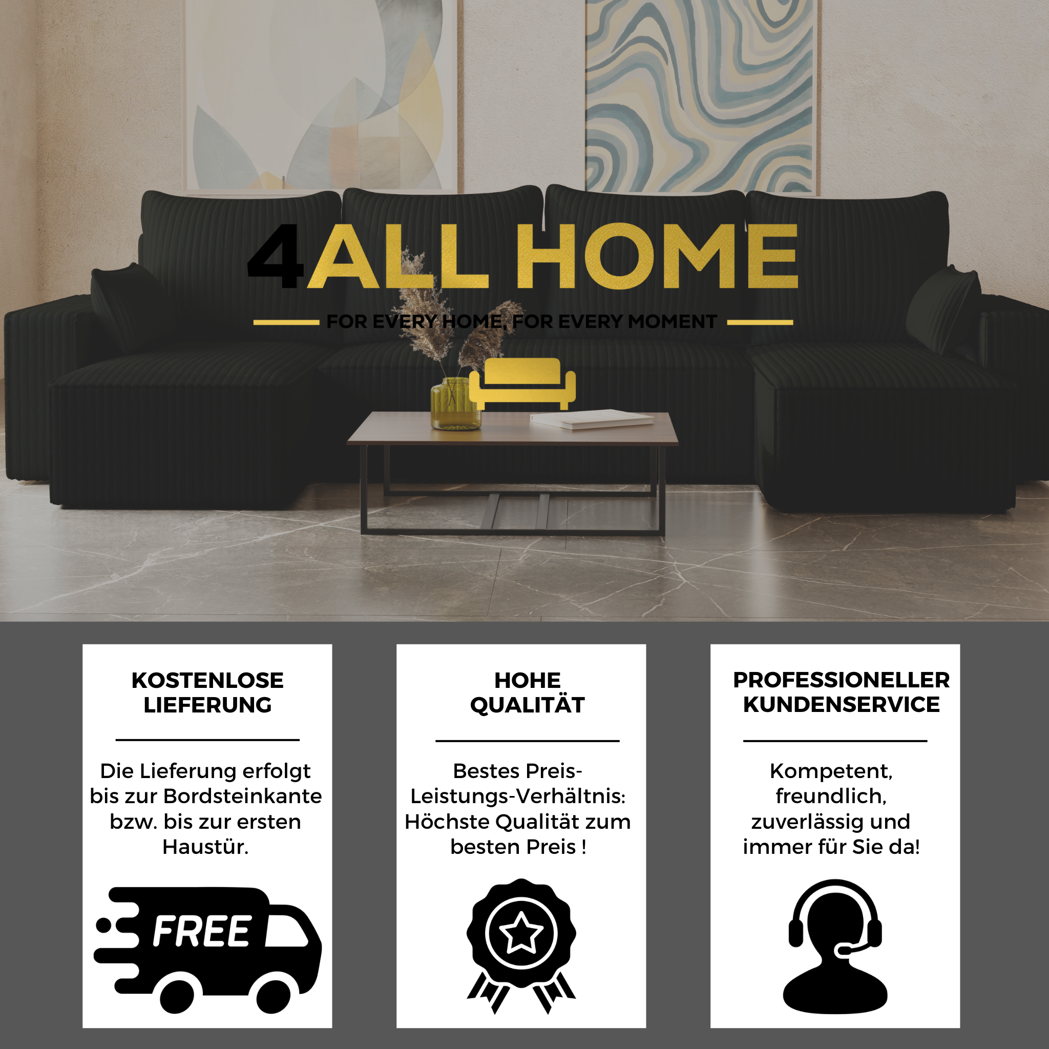 U Ecksofa mit Schlaffunktion Tobi Cord Felipo