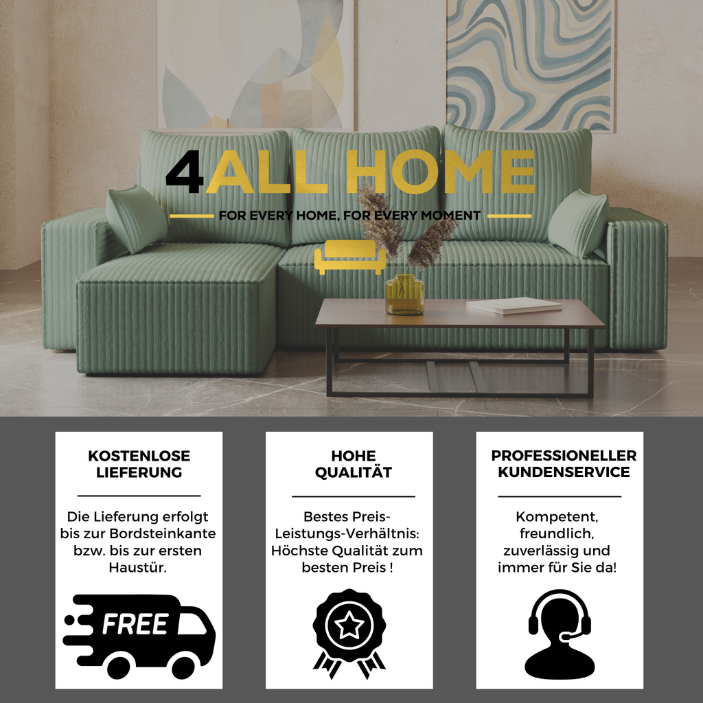 Ecksofa mit Schlaffunktion Tobi Cord Felipo