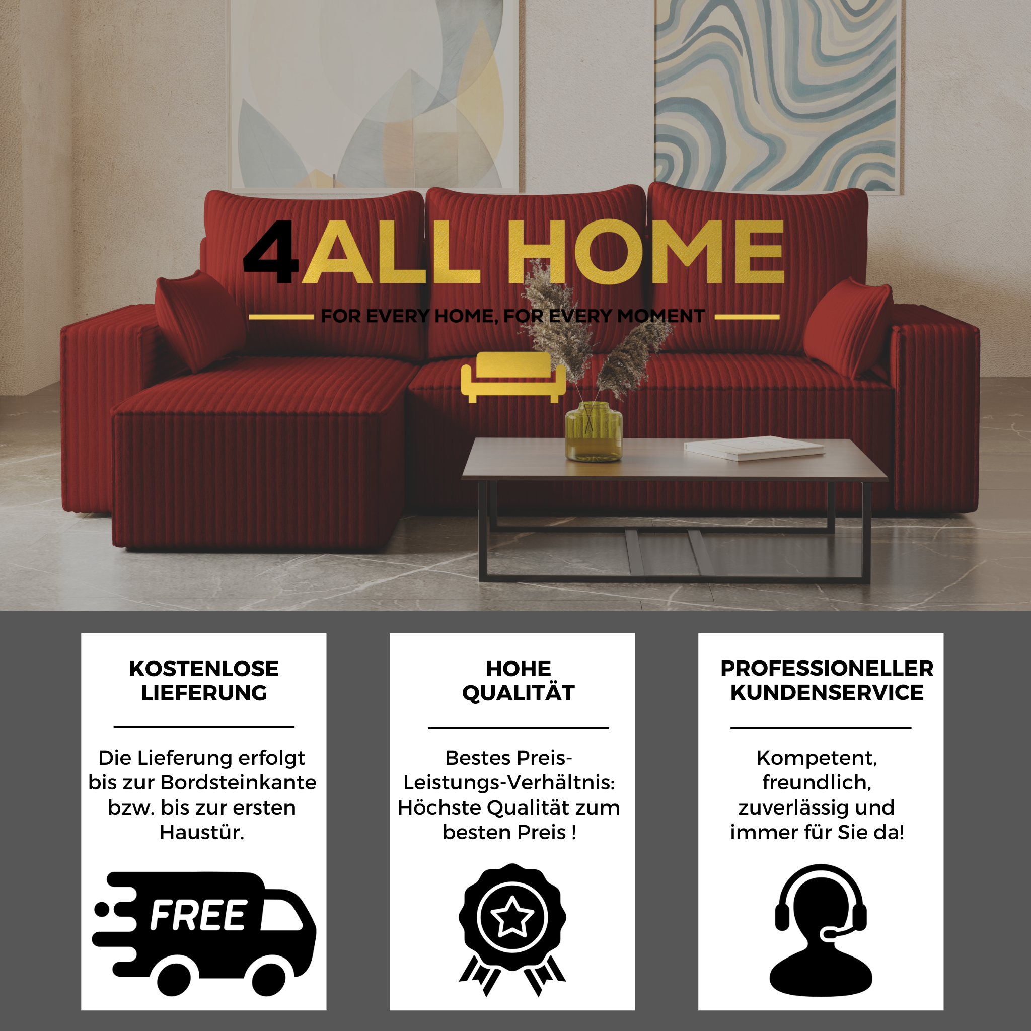 Ecksofa mit Schlaffunktion Tobi Cord Felipo