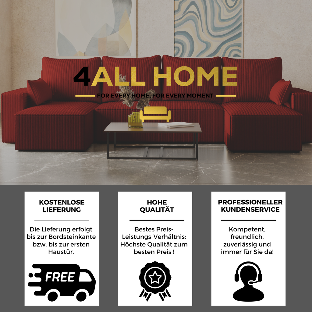 U Ecksofa mit Schlaffunktion Tobi Cord Felipo