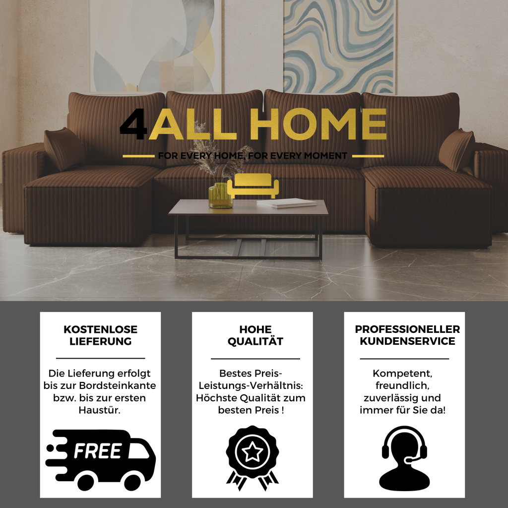 U Ecksofa mit Schlaffunktion Tobi Cord Felipo