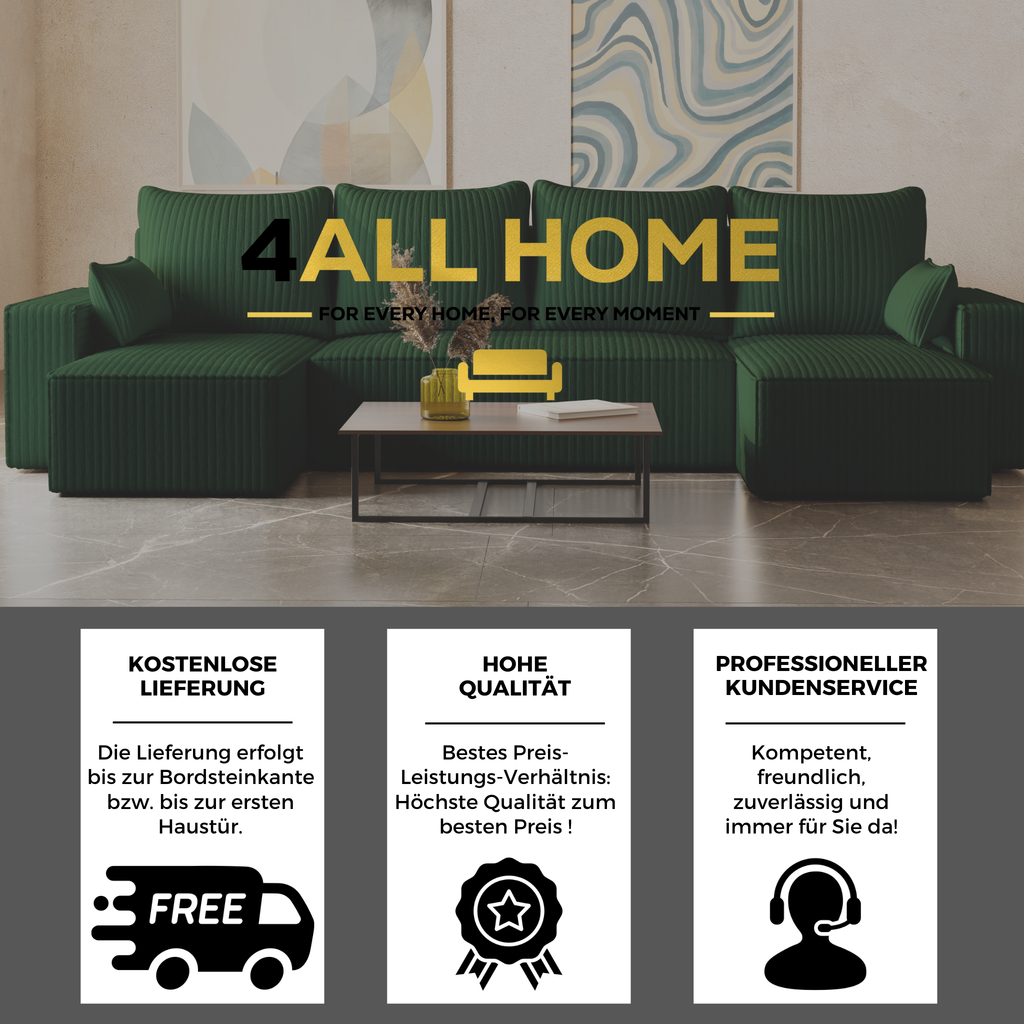 U Ecksofa mit Schlaffunktion Tobi Cord Felipo