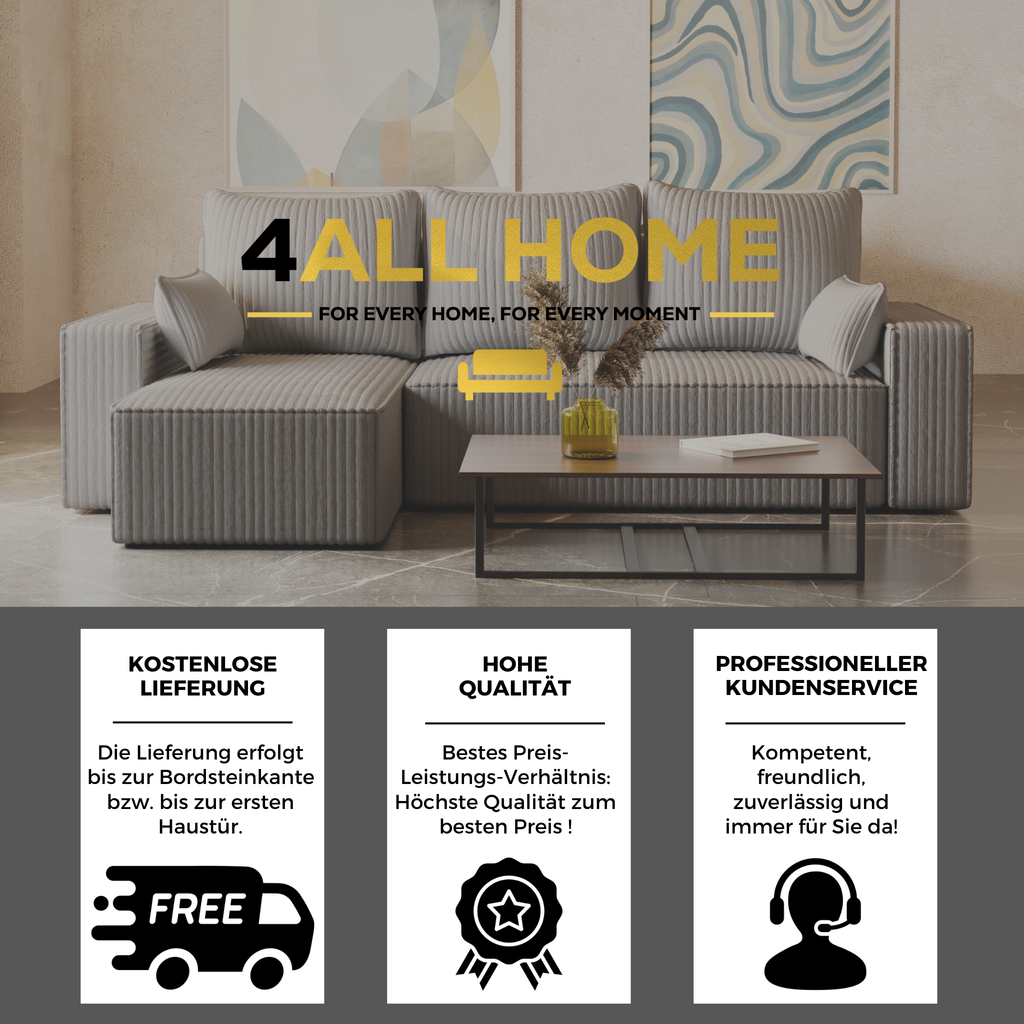 Ecksofa mit Schlaffunktion Tobi Cord Felipo