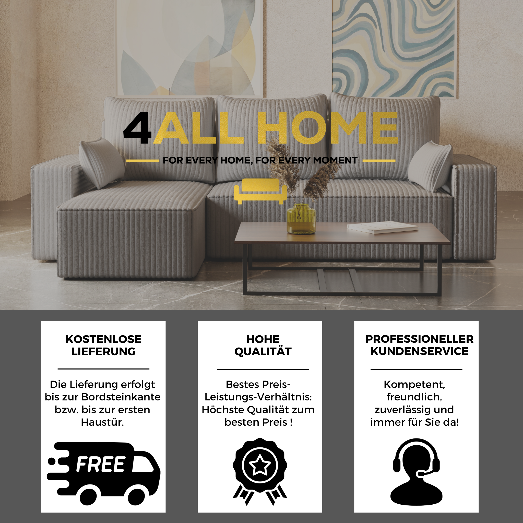 Ecksofa mit Schlaffunktion Tobi Cord Felipo