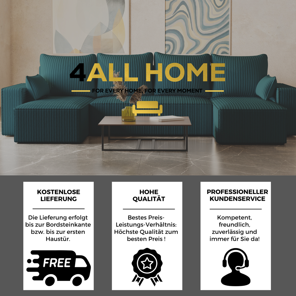 U Ecksofa mit Schlaffunktion Tobi Cord Felipo