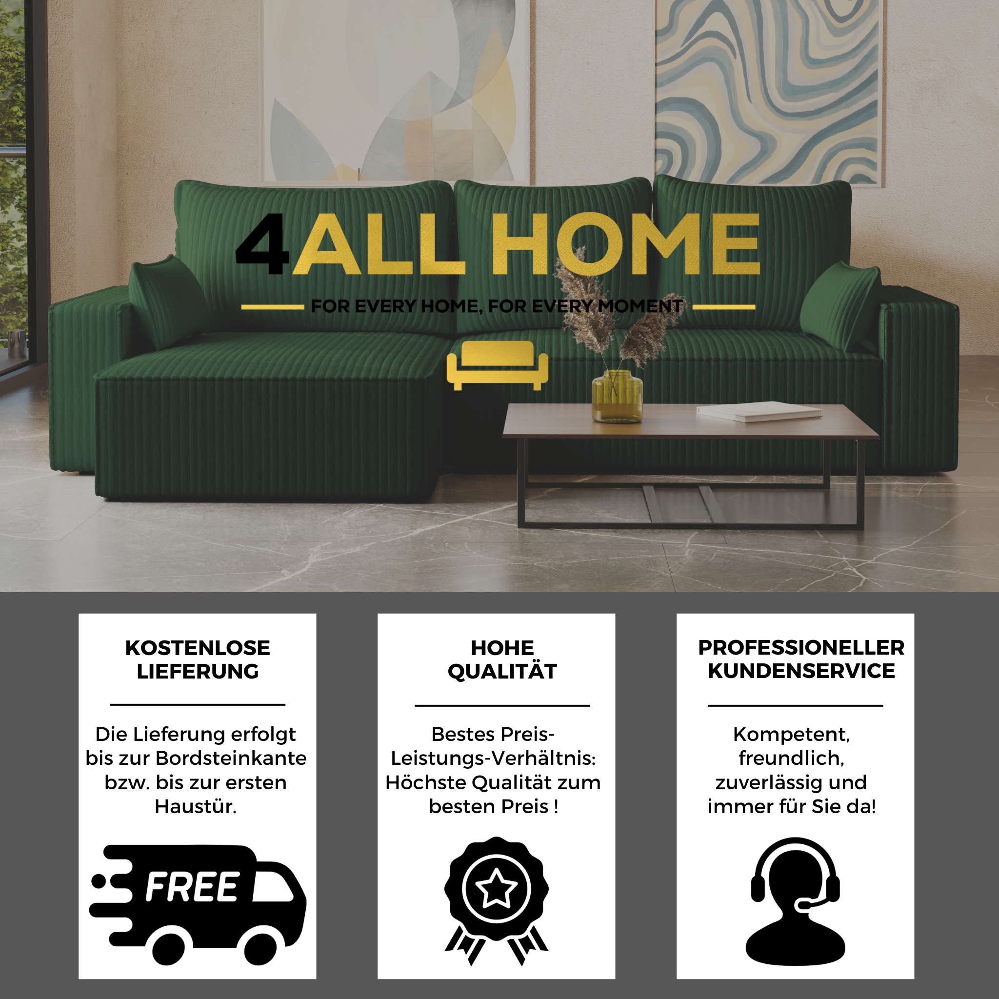 XL Ecksofa mit Schlaffunktion Tobi Cord Felipo