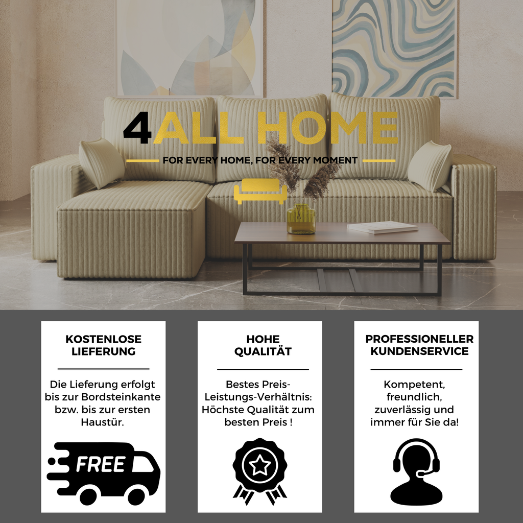 Ecksofa mit Schlaffunktion Tobi Cord Felipo