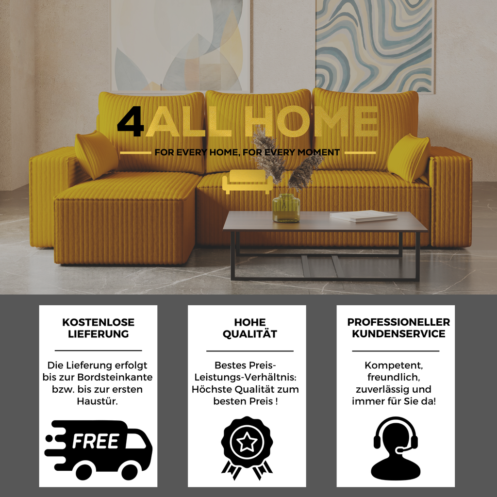 Ecksofa mit Schlaffunktion Tobi Cord Felipo