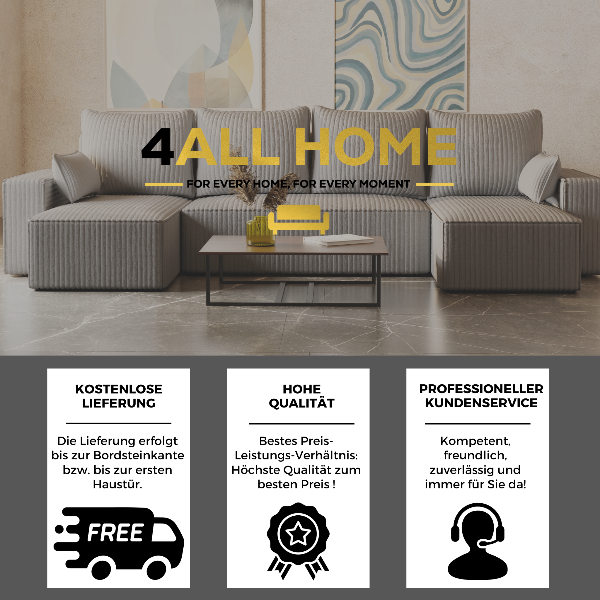 U Ecksofa mit Schlaffunktion Tobi Cord Felipo