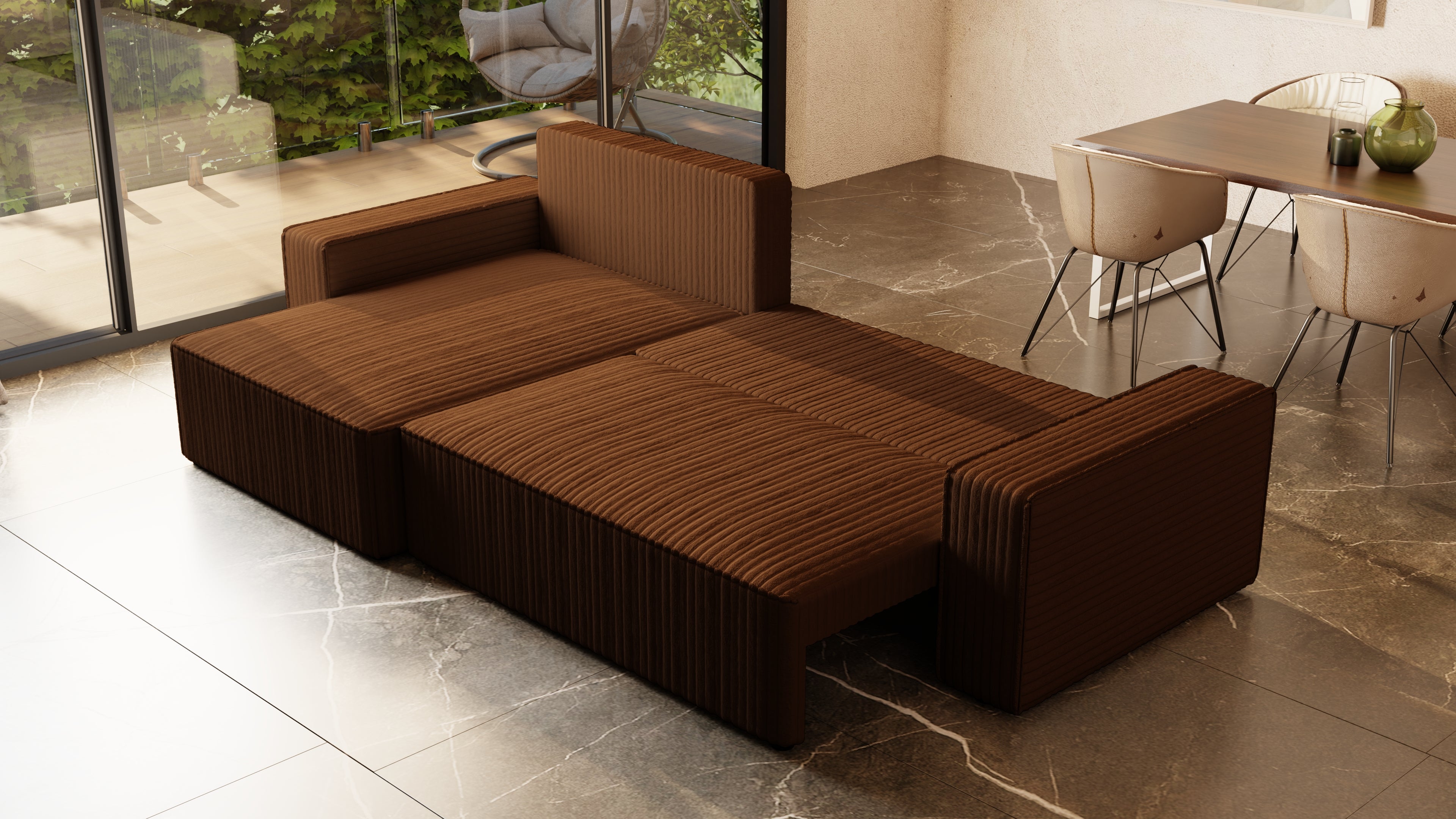 XL Ecksofa mit Schlaffunktion Tobi Cord Felipo