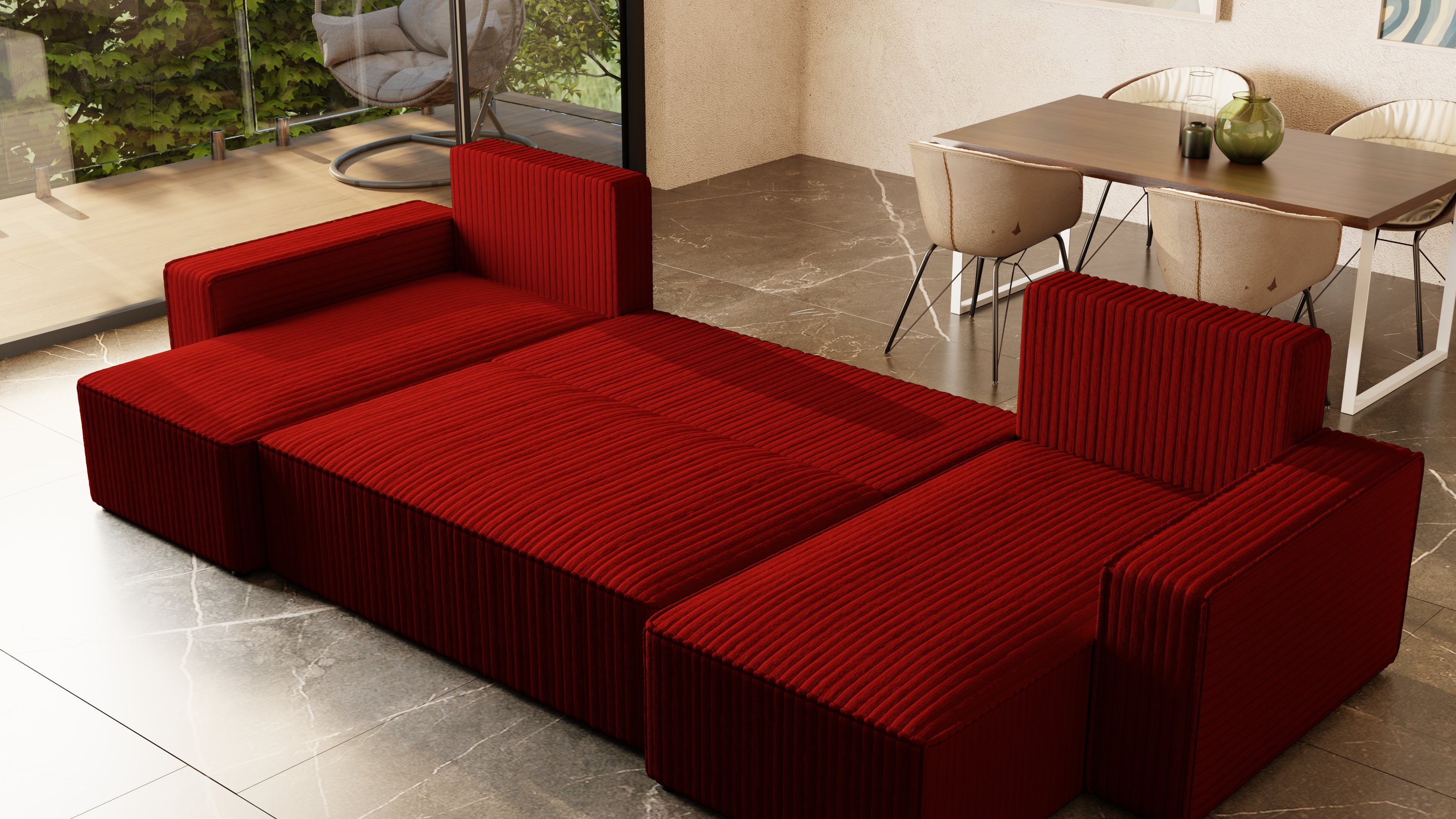 U Ecksofa mit Schlaffunktion Tobi Cord Felipo