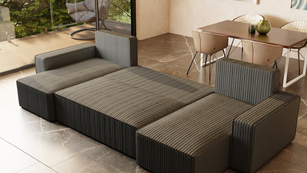 U Ecksofa mit Schlaffunktion Tobi Cord Felipo