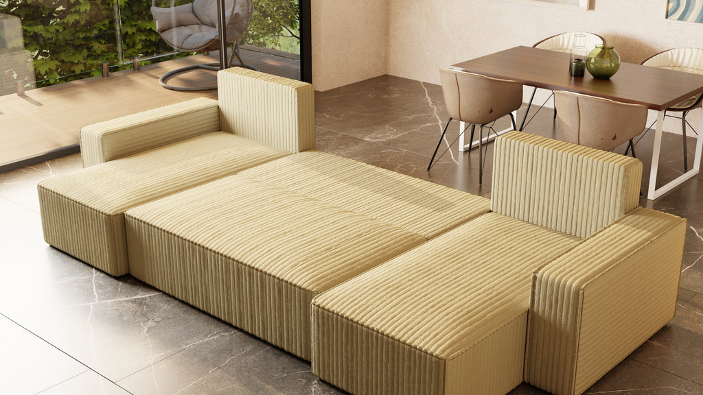 U Ecksofa mit Schlaffunktion Tobi Cord Felipo