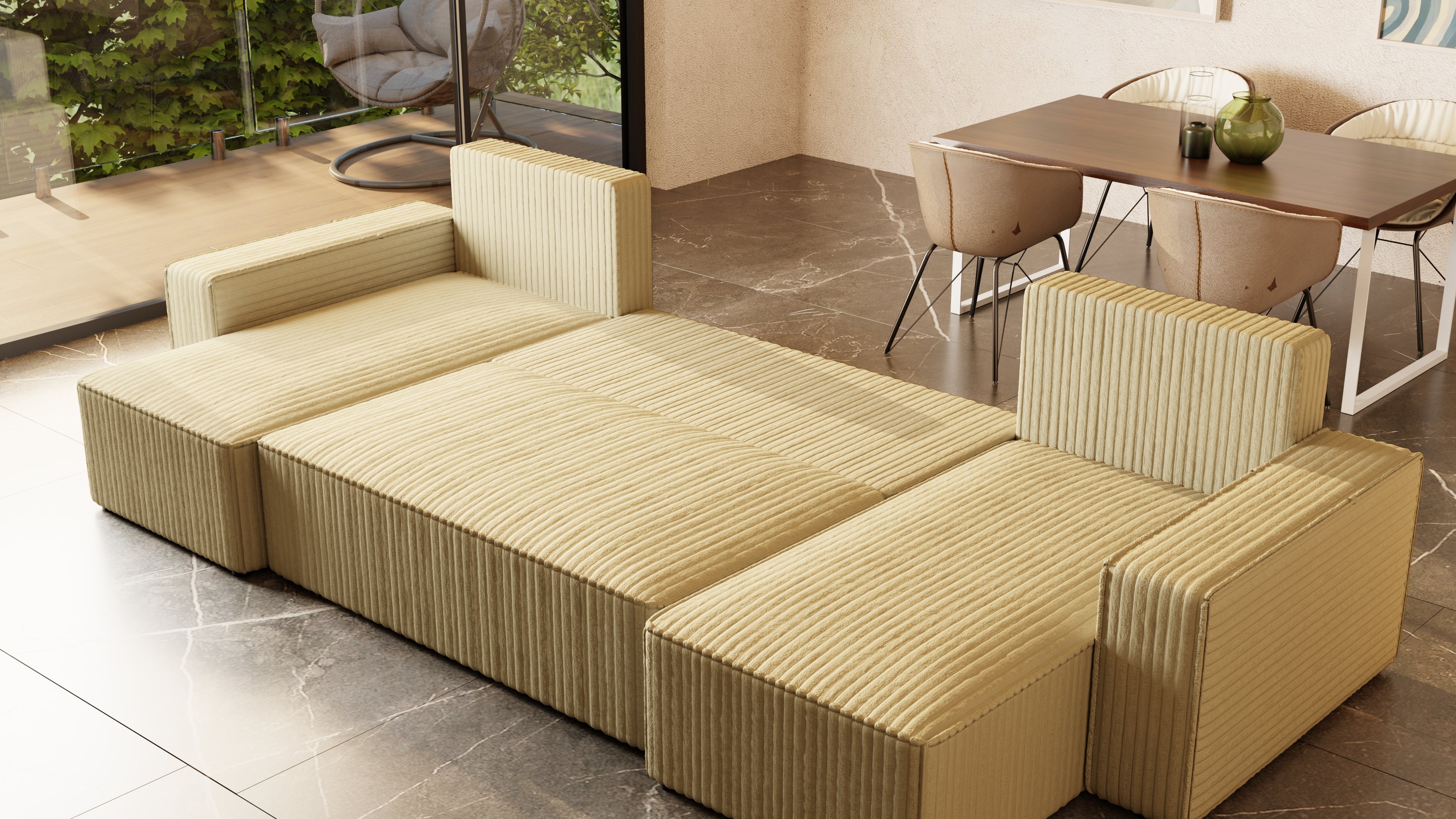 U Ecksofa mit Schlaffunktion Tobi Cord Felipo