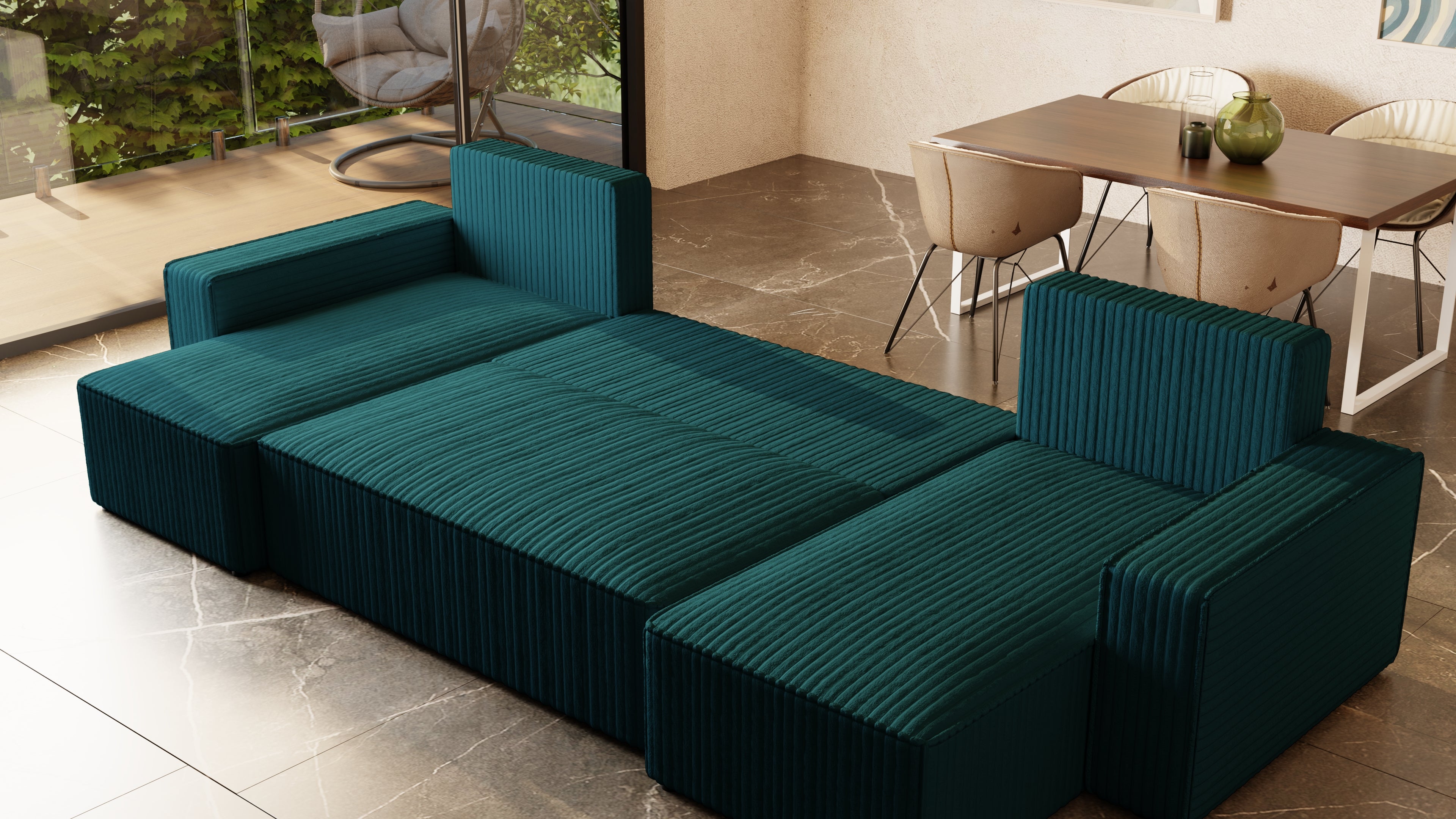 U Ecksofa mit Schlaffunktion Tobi Cord Felipo