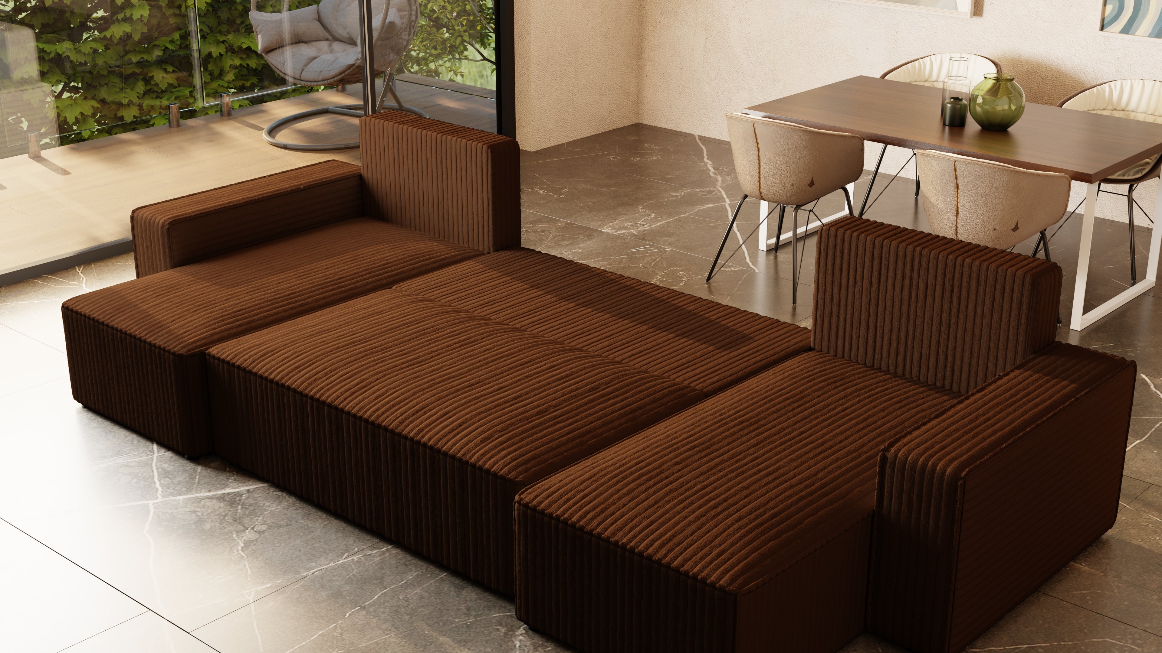 U Ecksofa mit Schlaffunktion Tobi Cord Felipo