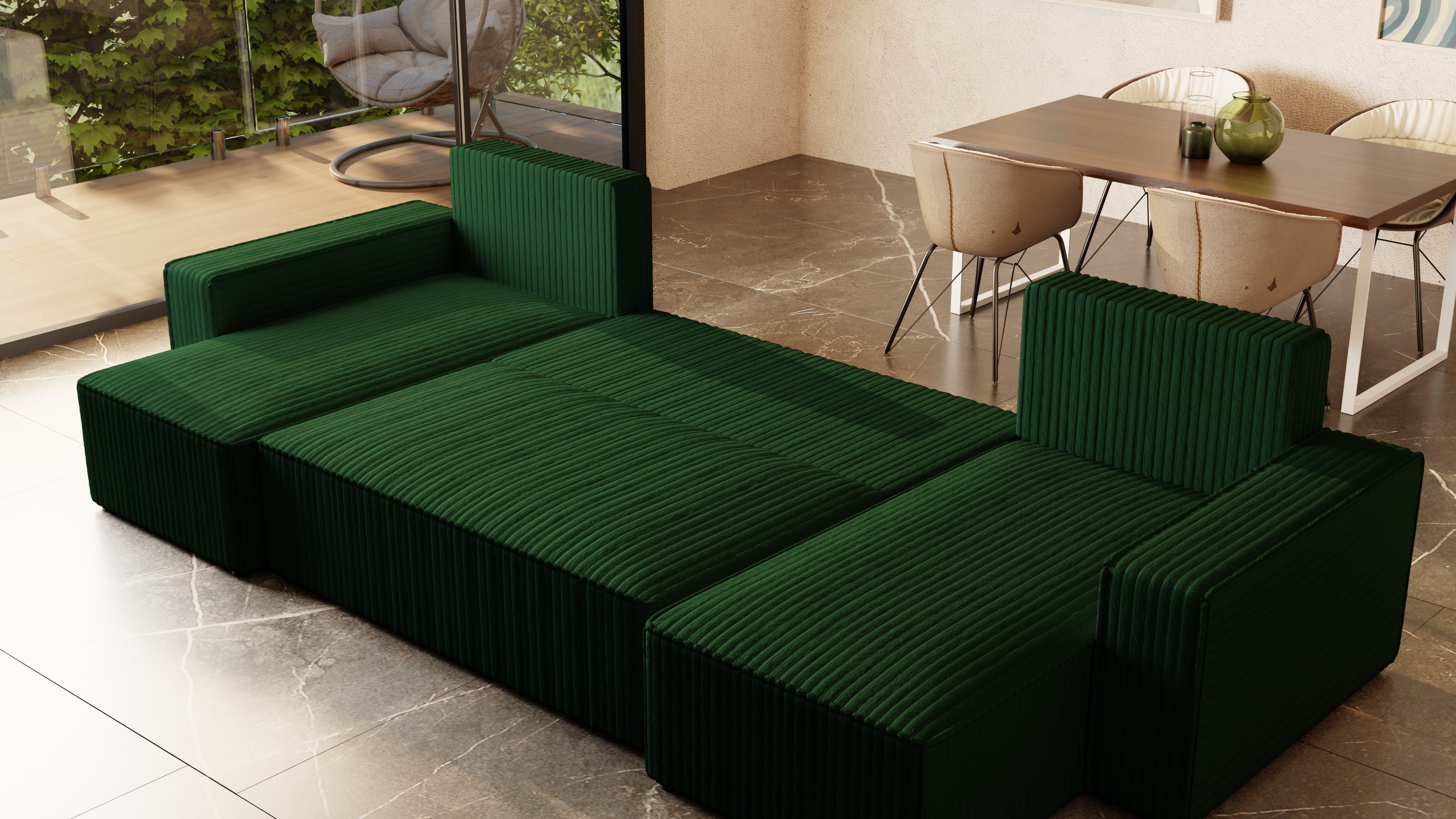 U Ecksofa mit Schlaffunktion Tobi Cord Felipo