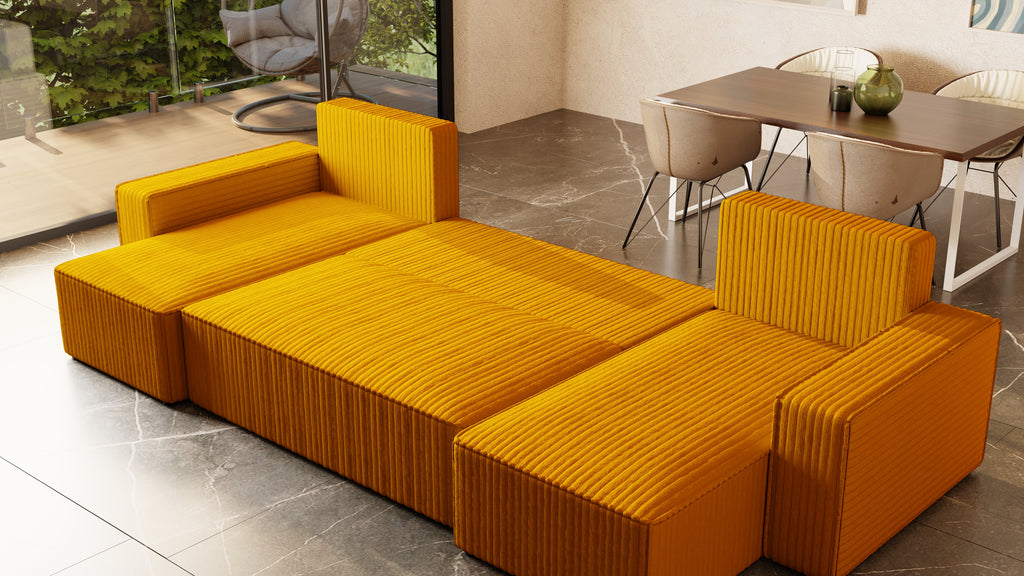 U Ecksofa mit Schlaffunktion Tobi Cord Felipo