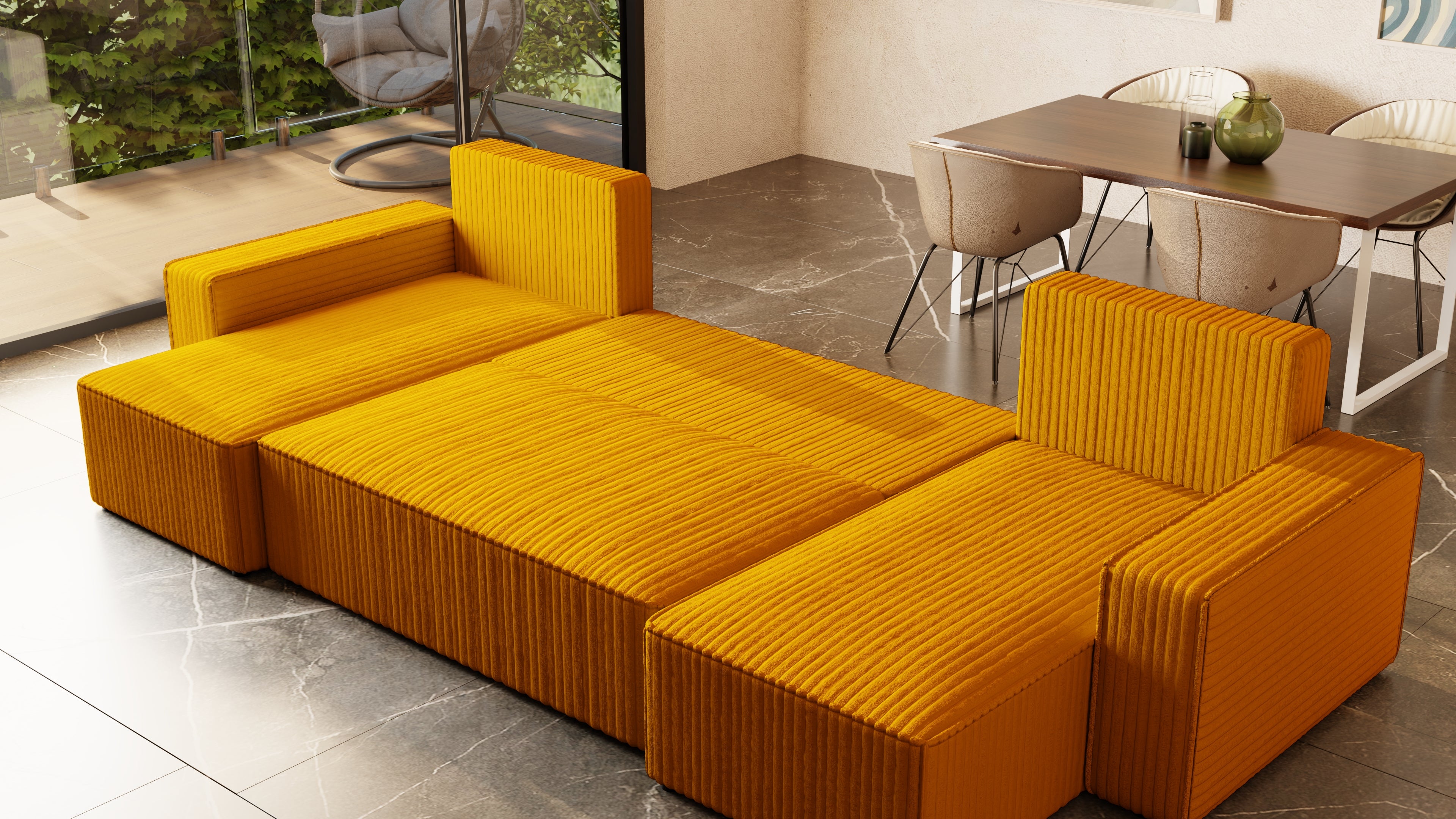 U Ecksofa mit Schlaffunktion Tobi Cord Felipo