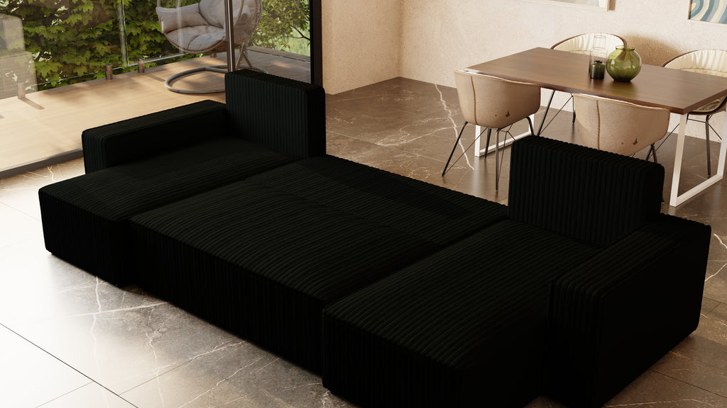 U Ecksofa mit Schlaffunktion Tobi Cord Felipo