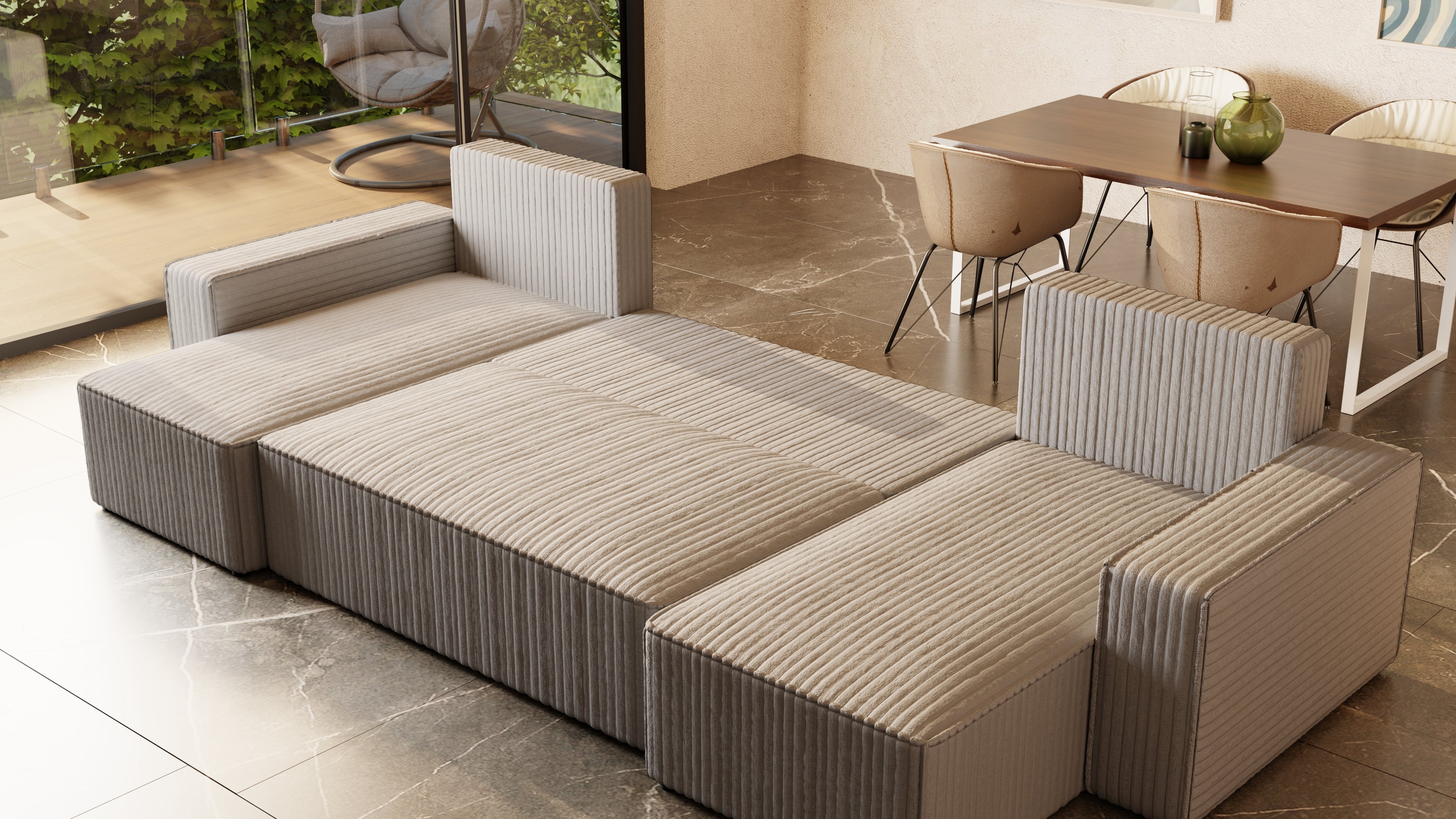 U Ecksofa mit Schlaffunktion Tobi Cord Felipo