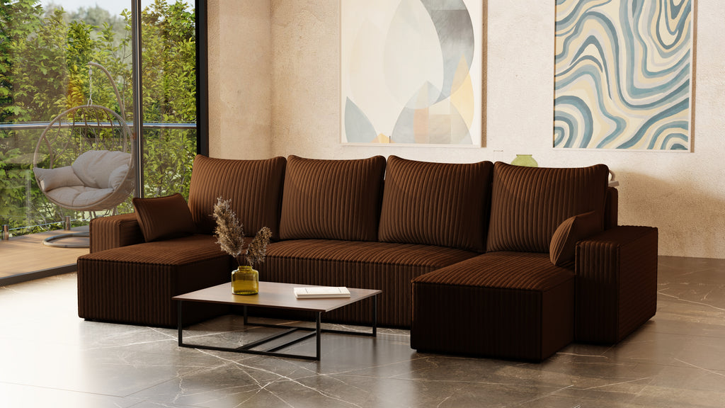 U Ecksofa mit Schlaffunktion Tobi Cord Felipo