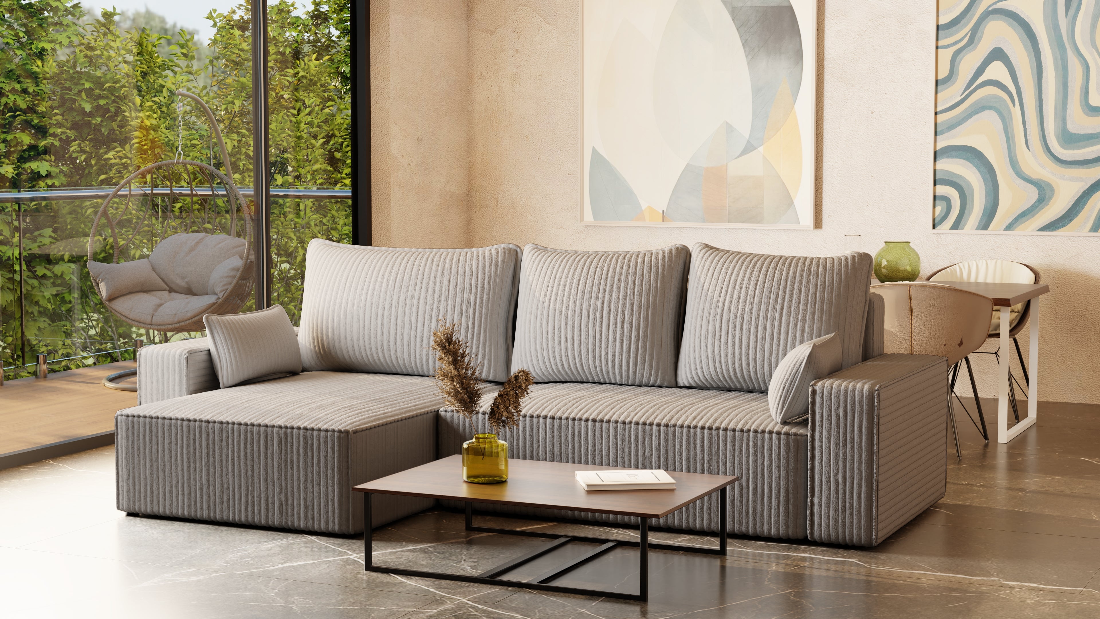 XL Ecksofa mit Schlaffunktion Tobi Cord Felipo