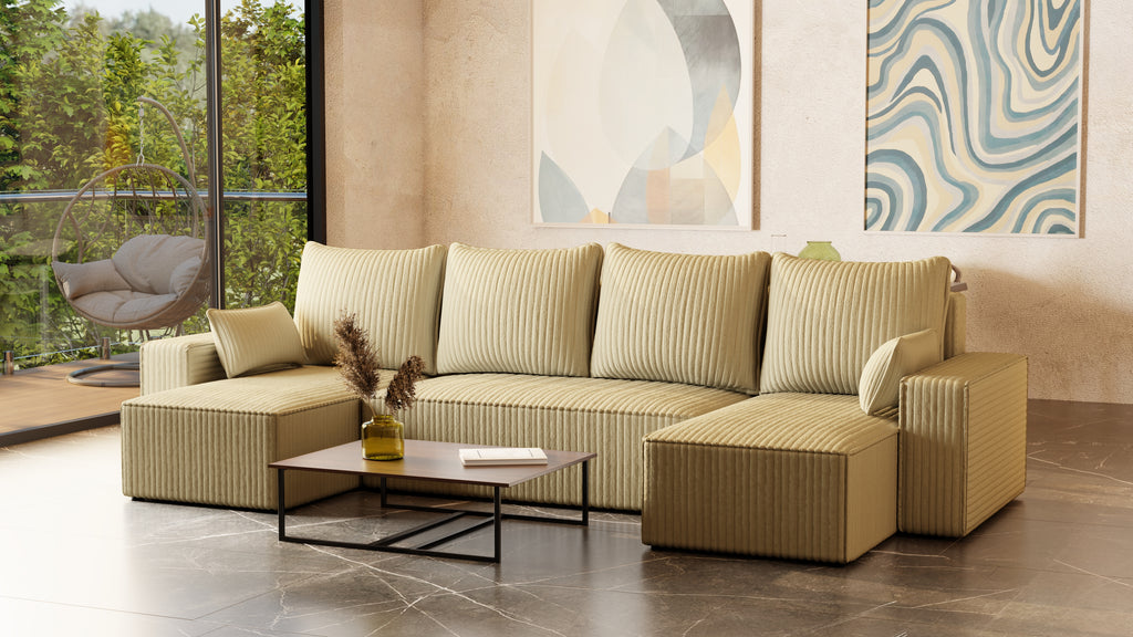 U Ecksofa mit Schlaffunktion Tobi Cord Felipo