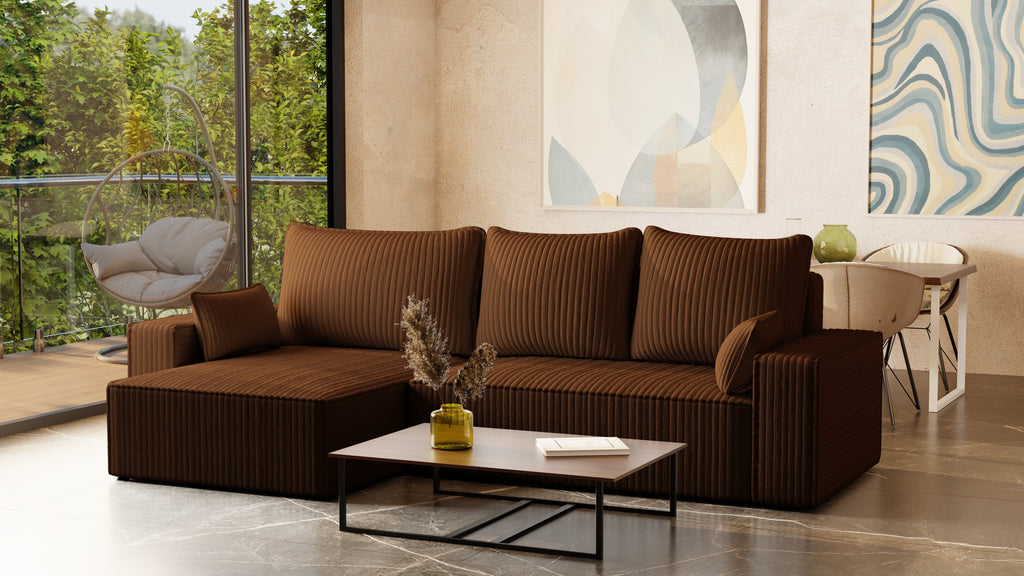 XL Ecksofa mit Schlaffunktion Tobi Cord Felipo