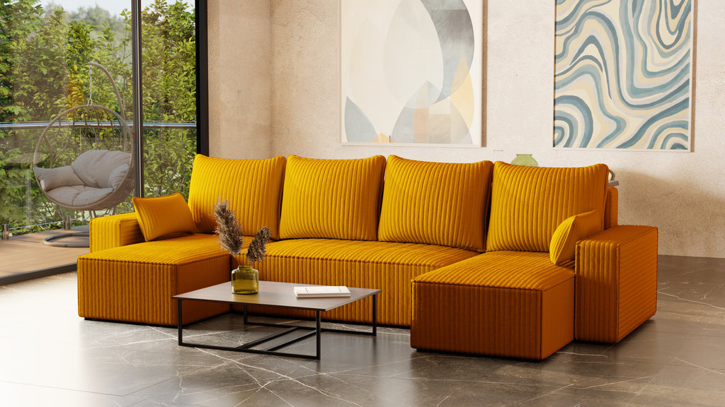 U Ecksofa mit Schlaffunktion Tobi Cord Felipo