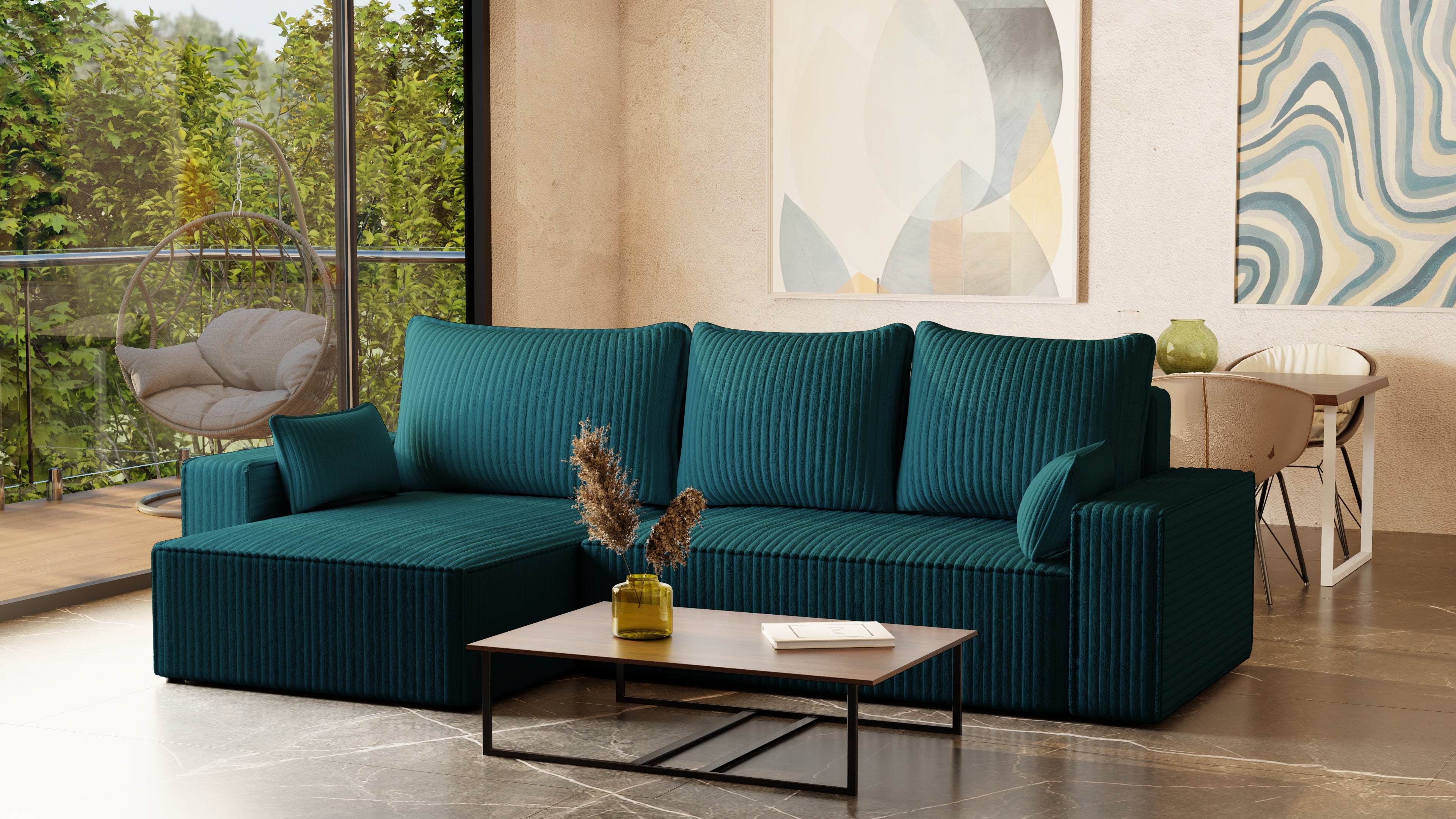 XL Ecksofa mit Schlaffunktion Tobi Cord Felipo