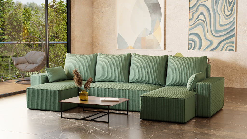 U Ecksofa mit Schlaffunktion Tobi Cord Felipo