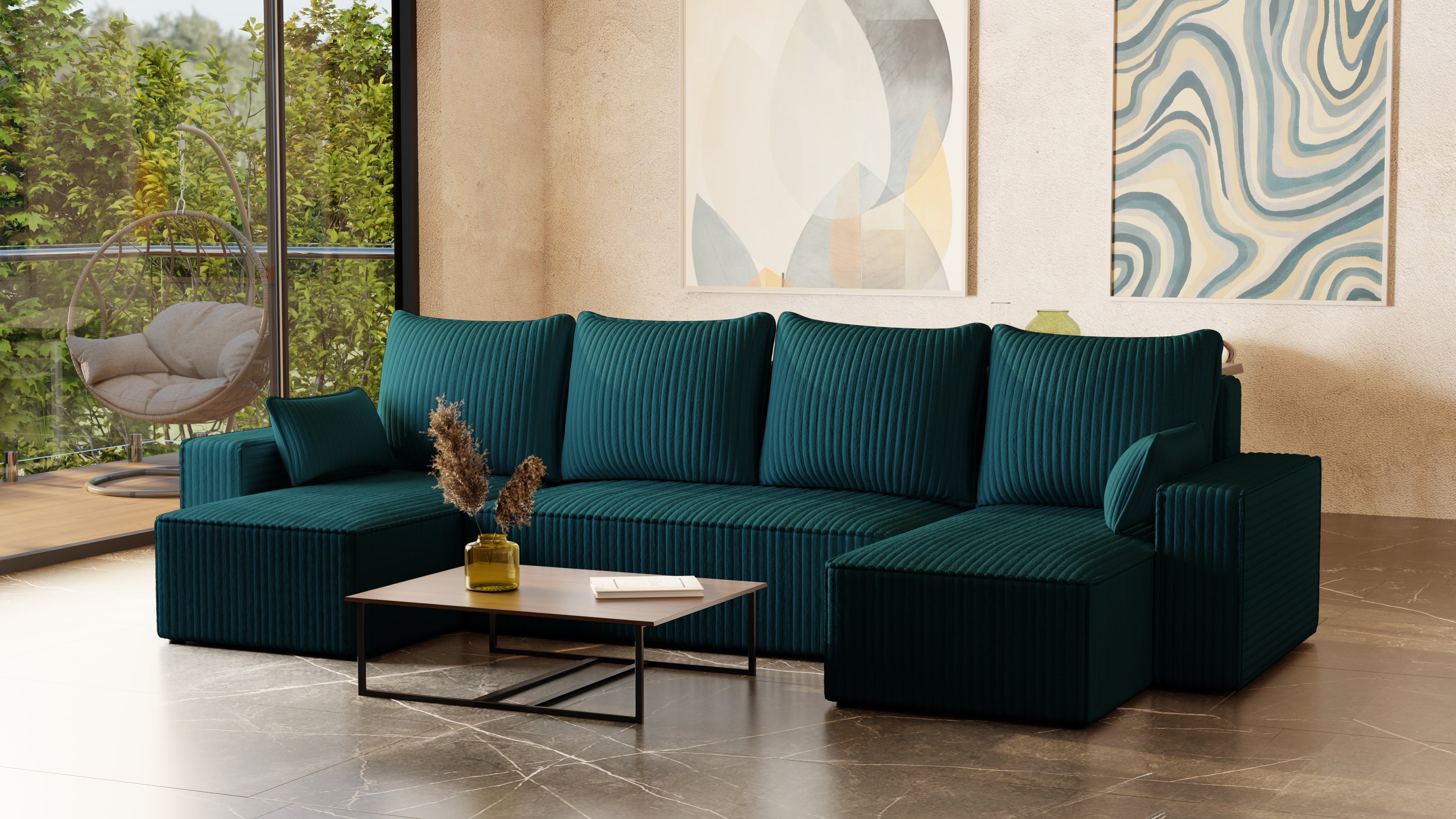 U Ecksofa mit Schlaffunktion Tobi Cord Felipo