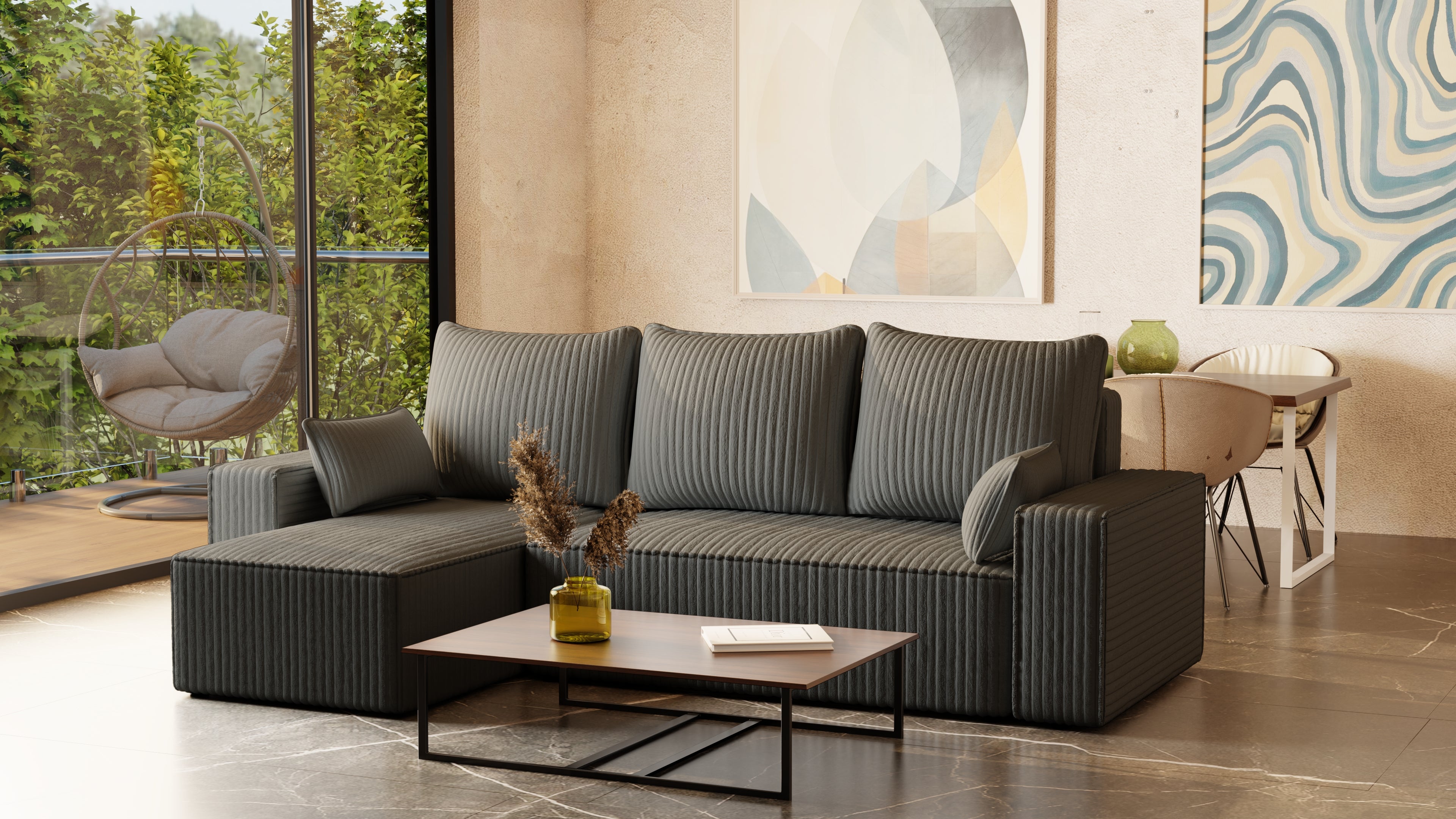 Ecksofa mit Schlaffunktion Tobi Cord Felipo