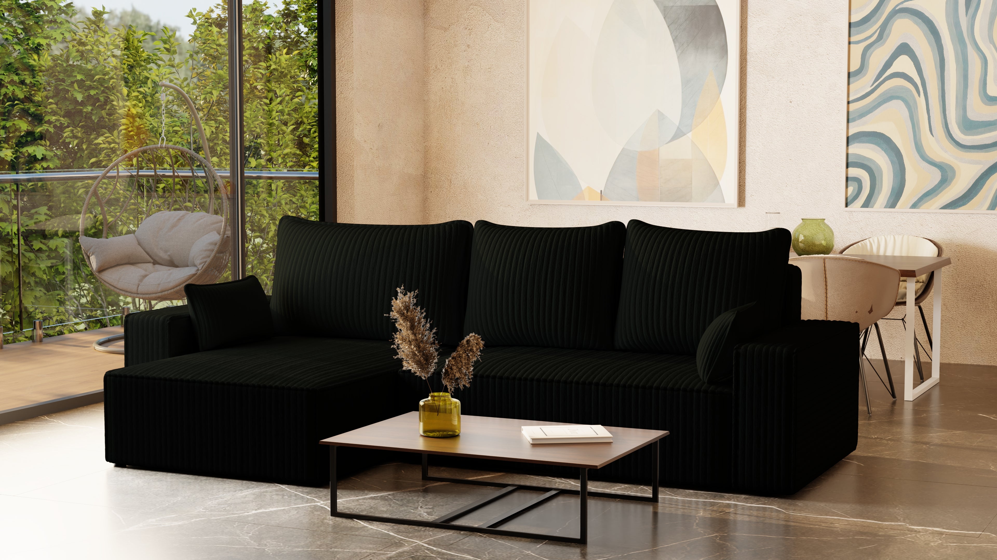 XL Ecksofa mit Schlaffunktion Tobi Cord Felipo