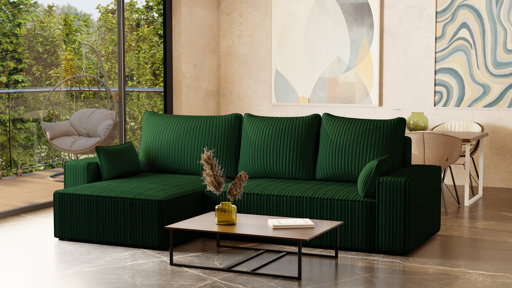 XL Ecksofa mit Schlaffunktion Tobi Cord Felipo