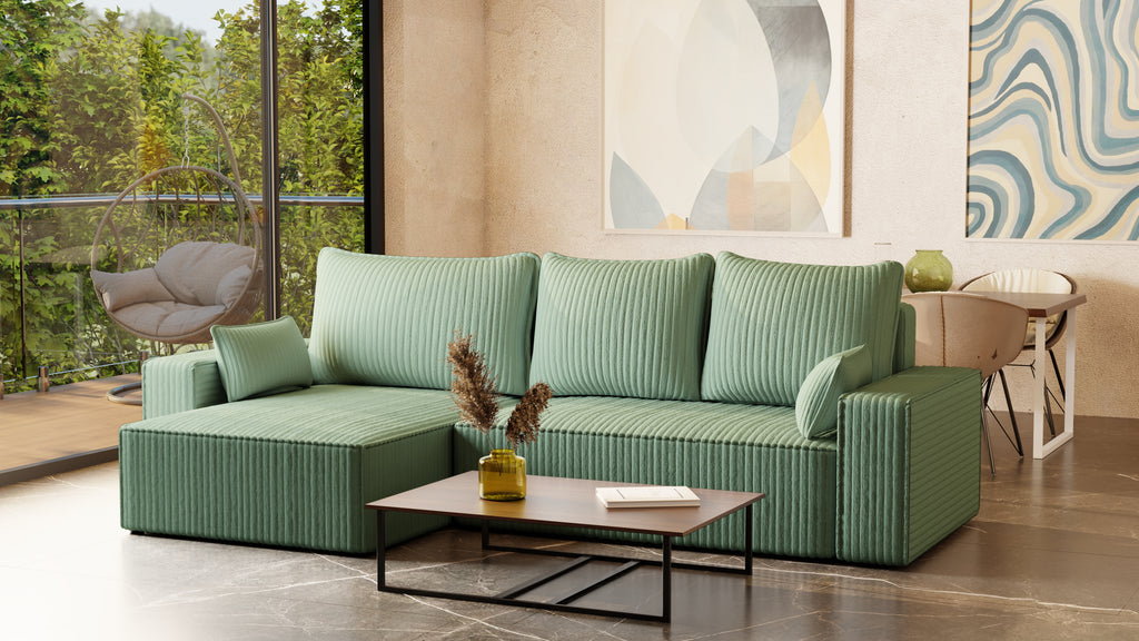 XL Ecksofa mit Schlaffunktion Tobi Cord Felipo