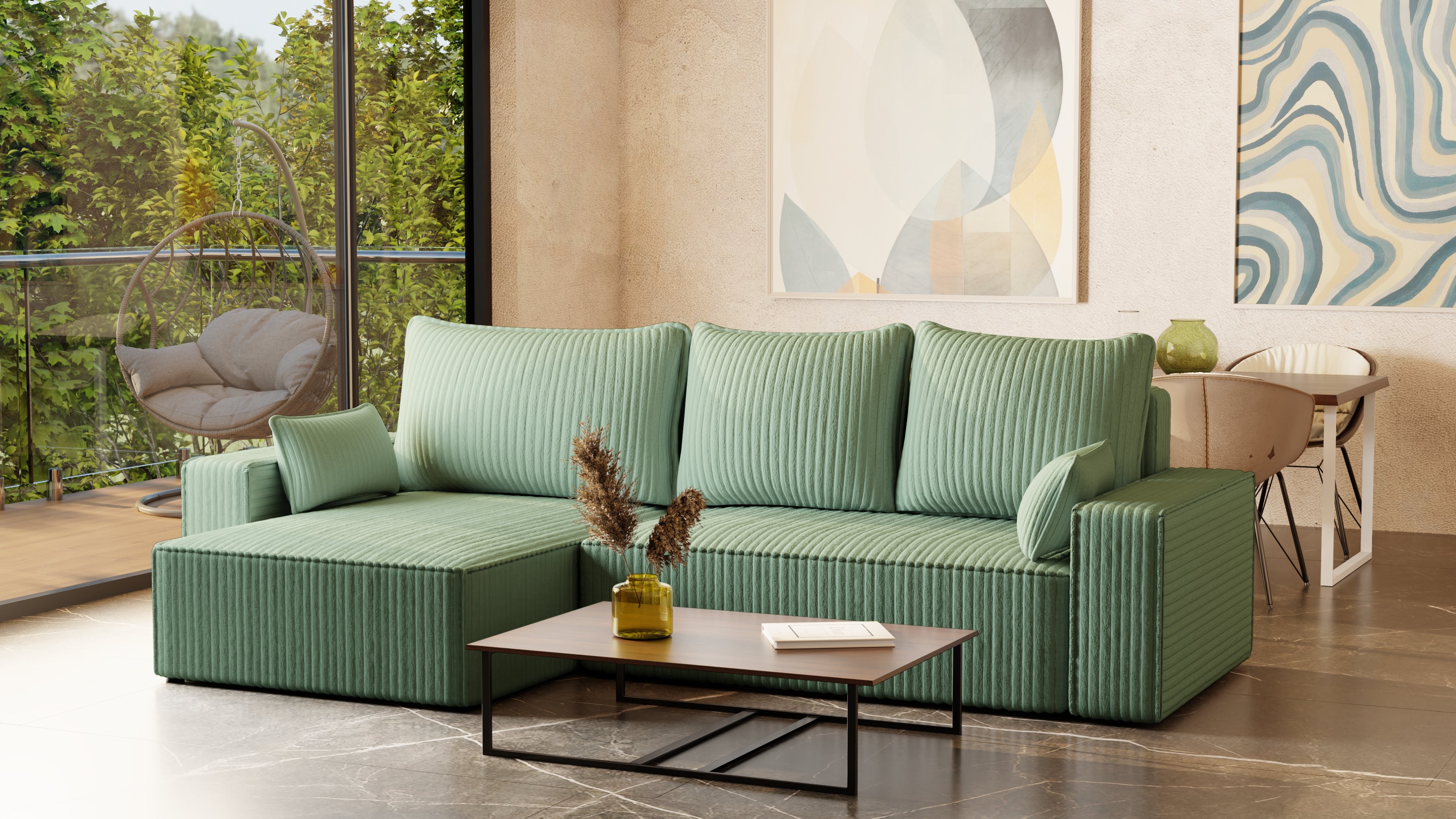 XL Ecksofa mit Schlaffunktion Tobi Cord Felipo