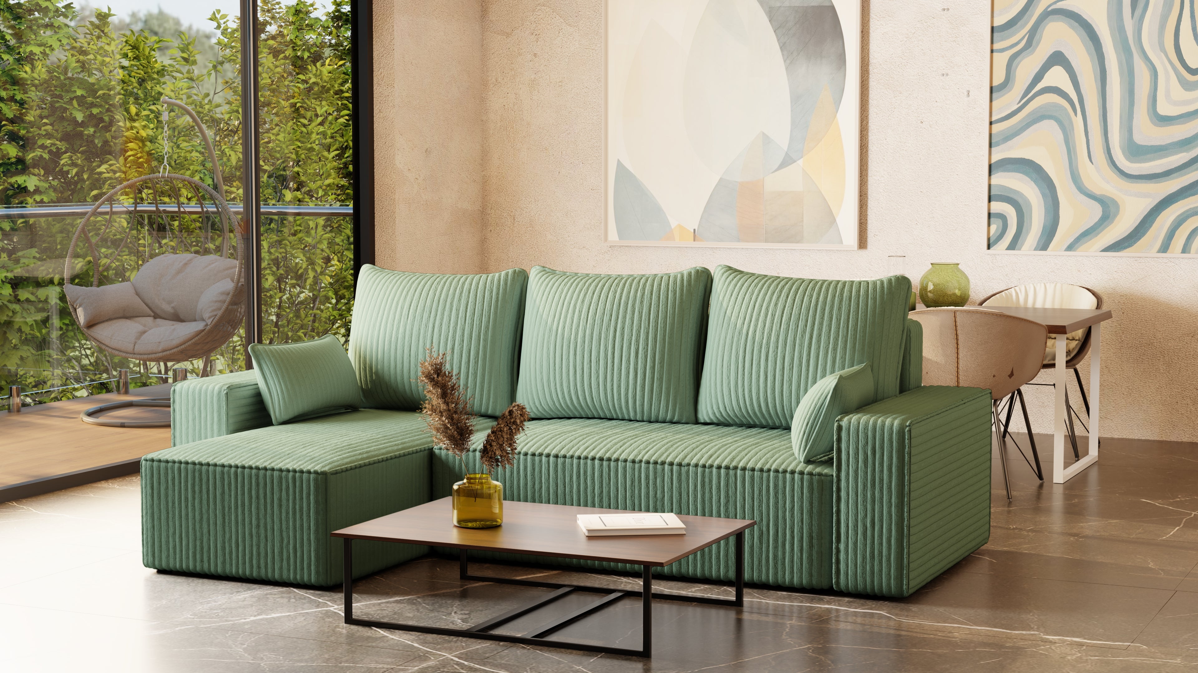 Ecksofa mit Schlaffunktion Tobi Cord Felipo