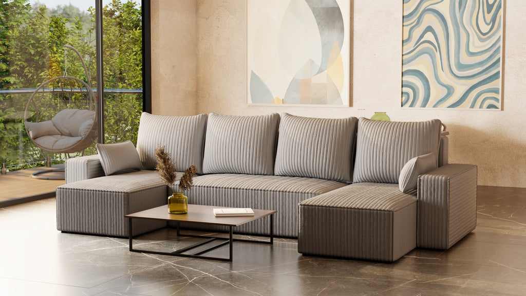 U Ecksofa mit Schlaffunktion Tobi Cord Felipo