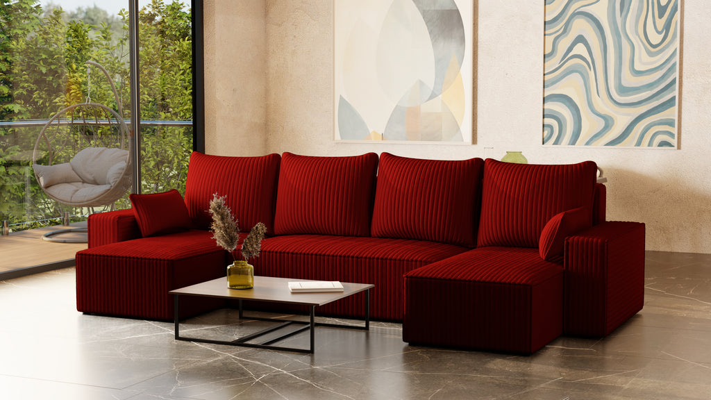 U Ecksofa mit Schlaffunktion Tobi Cord Felipo